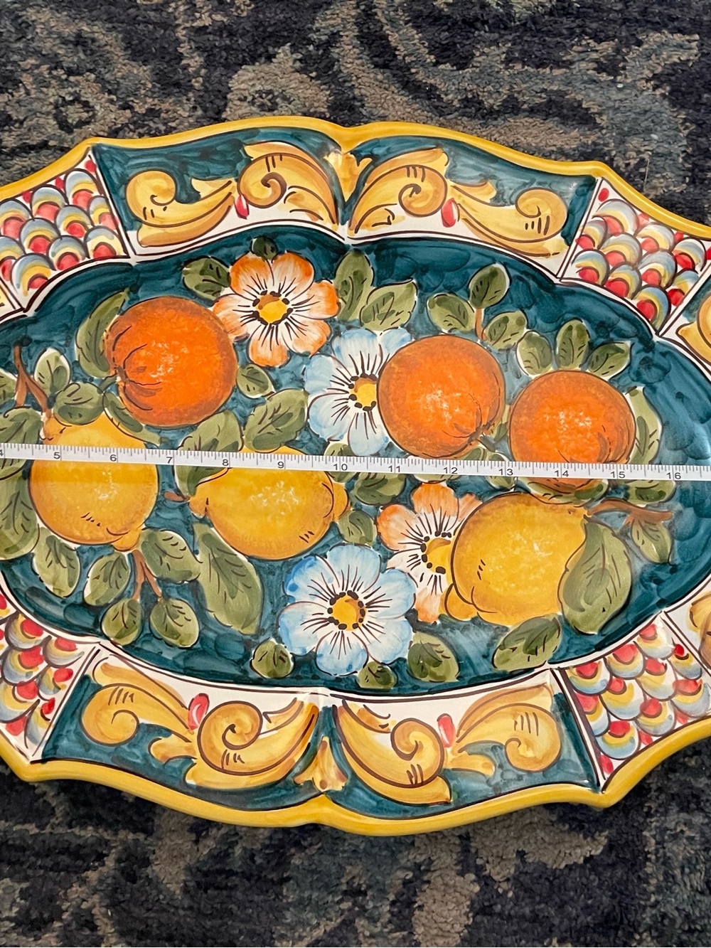 Vintage VIETRI Italy Hand-Painted Majolica Fruit Platter - Picture 4 of 5